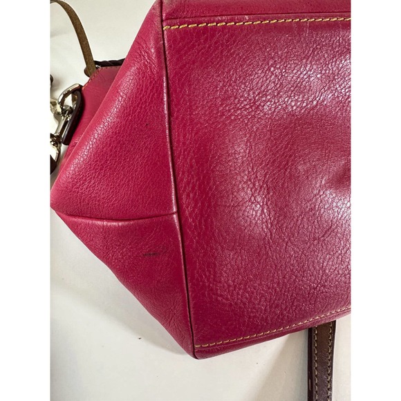 Dooney & Bourke Genuine Florentine Vacchetta Leather Domed Satchel Handbag Purse - Picture 9 of 16